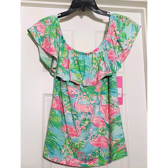 Lilly Pulitzer Tops - Lilly Pulitzer La Fortuna Off Shoulder Top Women's Size Medium Multi Floridita